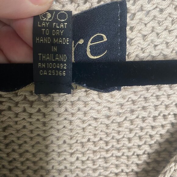 Pure Handknit Knit Chunky Cardigan Sweater Womens L/XL Beige Brown Thick Cotton - Picture 3 of 6